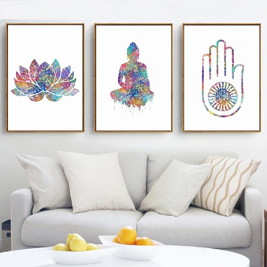 Watercolor Buddha Art Spiritual Free Yoga Paintings Wall