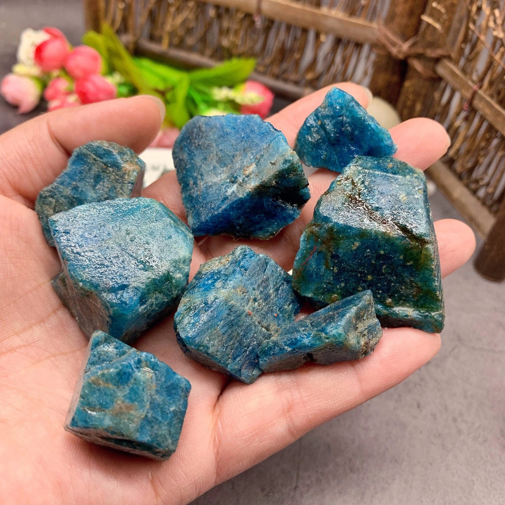 Natural Blue Crystal Apatite Energy Rock