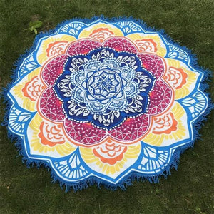 Mandala Lotus Printed Yoga Mat Round Cover-Up Blanket