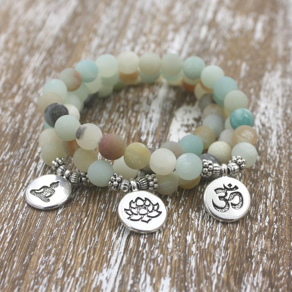 Matte Frosted Amazonite beads Yoga Bracelet