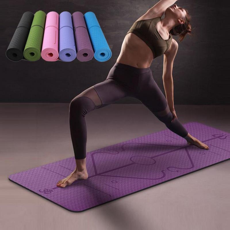 Yoga Mat with Position Line Non Slip For Beginner