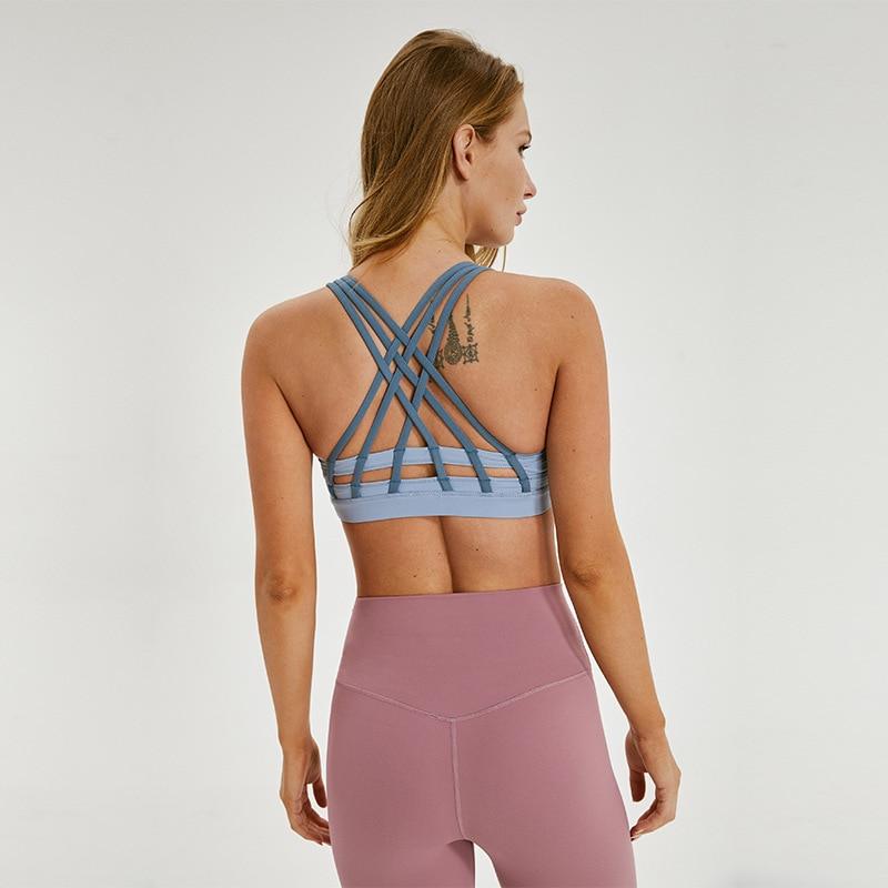 Back cross Sports Bra with Removable Pads Yoga Tops