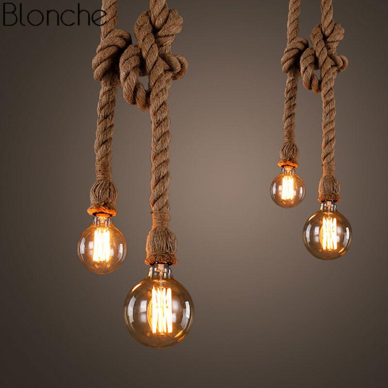 Vintage Hemp Rope Pendant Lights